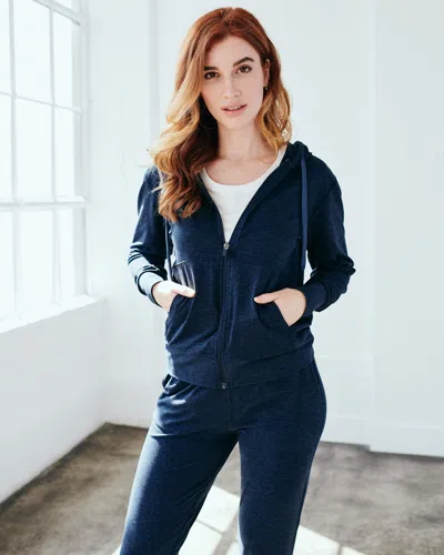 Quince Women's Super Soft Performance Full Zip Hoodie In Heather Navy