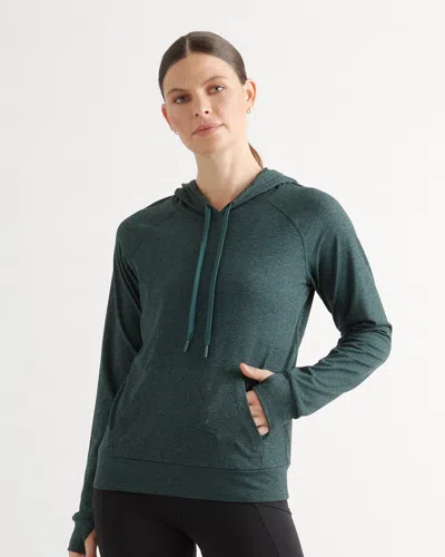 Quince Women's Super Soft Performance Pullover Hoodie In Heather Green