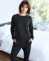 Quince Women's Supersoft Fleece Crew Sweatshirt In Black