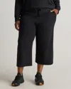 Quince Women's Supersoft Fleece Cropped Wide Leg Pants In Black