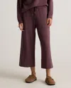 Quince Women's Supersoft Fleece Cropped Wide Leg Pants In Dried Fig