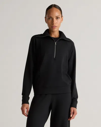 Quince Women's Supersoft Fleece Half Zip In Black