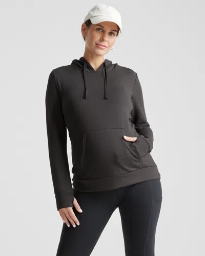 Quince Women's Supersoft Fleece Maternity & Nursing Hoodie In Black