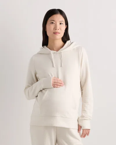 Quince Women's Supersoft Fleece Maternity & Nursing Hoodie In White