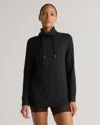 Quince Women's Supersoft Fleece Mock Neck Pullover In Black