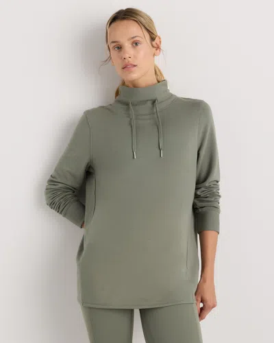 Quince Women's Supersoft Fleece Mock Neck Pullover In Green