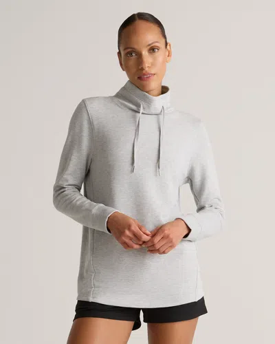 Quince Women's Supersoft Fleece Mock Neck Pullover In Heather Grey
