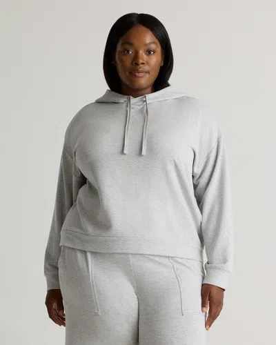 Quince Women's Supersoft Fleece Pullover Hoodie In Heather Grey