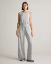Quince Women's Supersoft Fleece Sleeveless Wide Leg Jumpsuit In Heather Grey