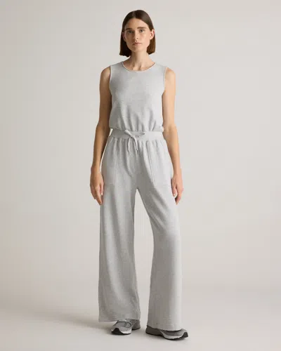 Quince Women's Supersoft Fleece Sleeveless Wide Leg Jumpsuit In Heather Grey