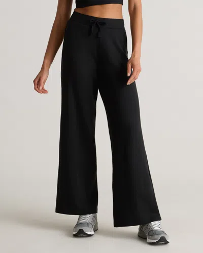 Quince Women's Supersoft Fleece Wide Leg Pants In Black