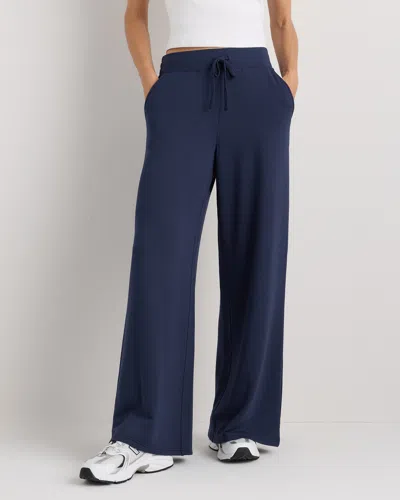 Quince Women's Supersoft Fleece Wide Leg Pants In Blue