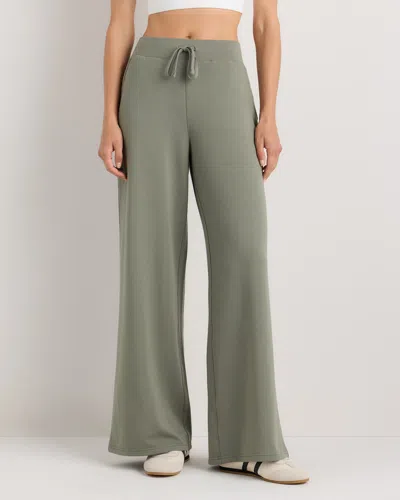 Quince Women's Supersoft Fleece Wide Leg Pants In Green