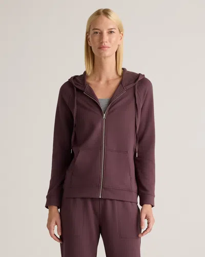 Quince Women's Supersoft Fleece Zip Up Hoodie In Dried Fig