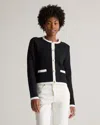Quince Women's Sweater Jacket In Black/ivory Colorblock
