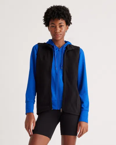 Quince Women's Sweater-knit Fleece Full-zip Vest In Black