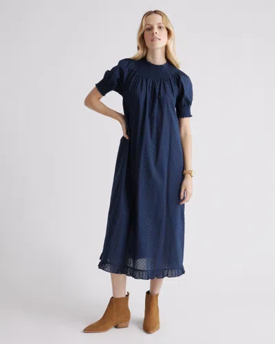 Quince Women's Swiss Dot Midi Dress In Navy