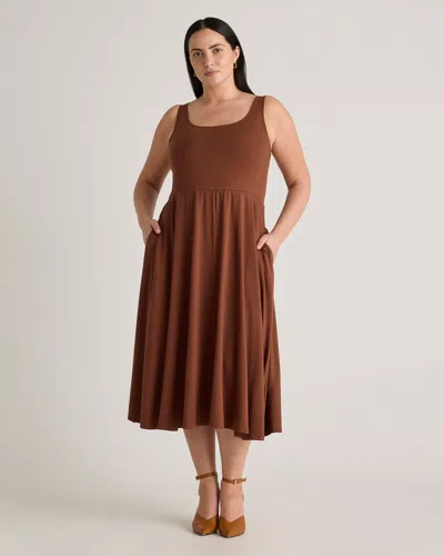 Quince Women's Tencel Jersey Fit & Flare Dress In Brown