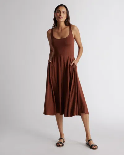 Quince Women's Tencel Jersey Fit & Flare Dress In Brown