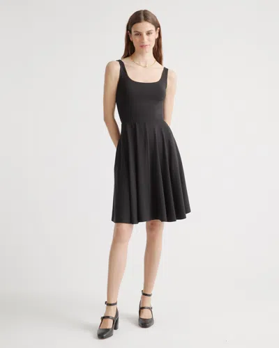 Quince Women's Tencel Jersey Fit & Flare Mini Dress In Black