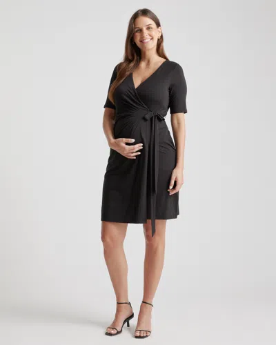 Quince Women's Tencel Jersey Maternity & Nursing Wrap Dress In Black