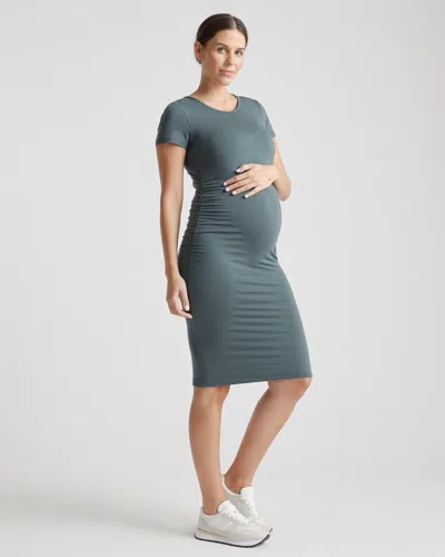 Quince Women's Tencel Jersey Maternity Ruched Dress In Dark Olive