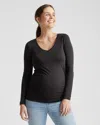 Quince Women's Tencel Jersey Maternity Ruched Long Sleeve T-shirt 2-pack In Black/dark Olive