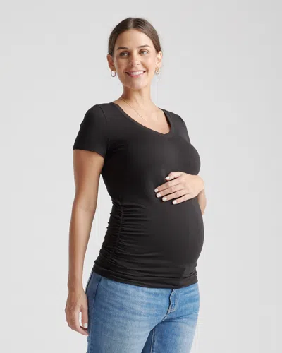 Quince Women's Tencel Jersey Maternity Ruched T-shirt 2-pack In Black/dark Olive