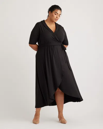 Quince Women's Tencel Jersey Midi Wrap Dress In Black