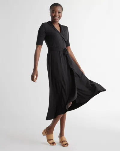 Quince Women's Tencel Jersey Midi Wrap Dress In Black