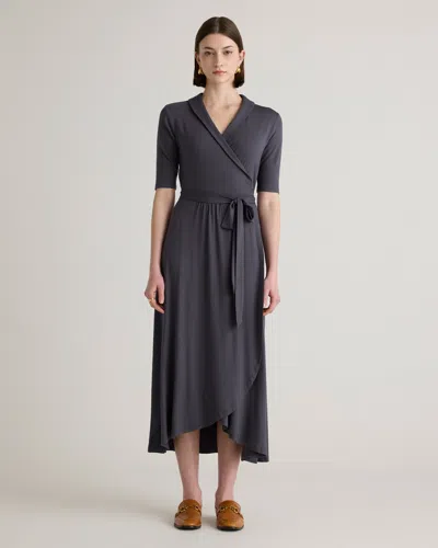 Quince Women's Tencel Jersey Midi Wrap Dress In Carbon Grey