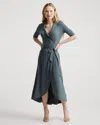 Quince Women's Tencel Jersey Midi Wrap Dress In Dark Olive