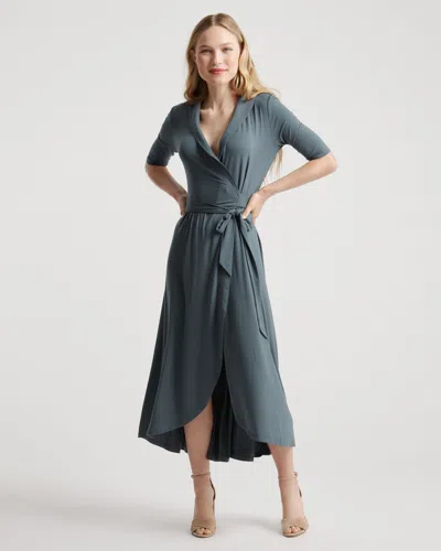 Quince Women's Tencel Jersey Midi Wrap Dress In Dark Olive