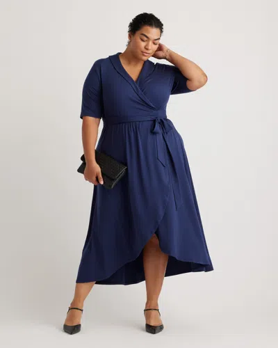 Quince Women's Tencel Jersey Midi Wrap Dress In Navy