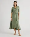 Quince Women's Tencel Jersey Midi Wrap Dress In Sage