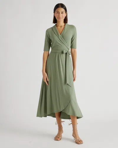 Quince Women's Tencel Jersey Midi Wrap Dress In Sage