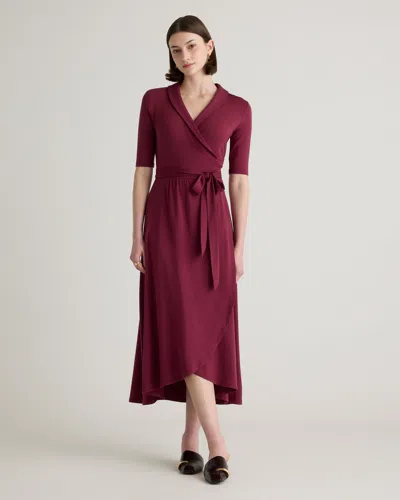 Quince Women's Tencel Jersey Midi Wrap Dress In Wine