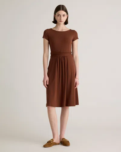 Quince Women's Tencel Jersey Ruched Waist Dress In Brown