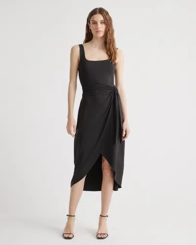 Quince Women's Tencel Jersey Side Tie Midi Dress In Black