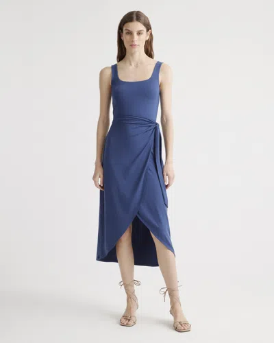Quince Women's Tencel Jersey Side Tie Midi Dress In Navy