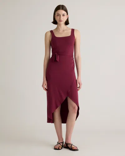 Quince Women's Tencel Jersey Side Tie Midi Dress In Wine