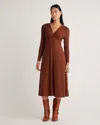 Quince Women's Tencel Jersey V-neck Long Sleeve Midi Dress In Brown