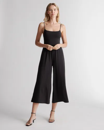Quince Women's Tencel Jersey Wide Leg Jumpsuit In Black