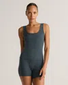 Quince Women's Tencel Rib Cropped Knit Lounge Tank Top In Dark Olive