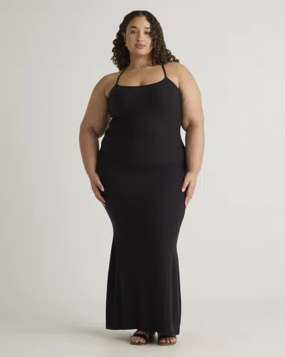 Quince Women's Tencel Rib Knit Maxi Slip Dress In Black
