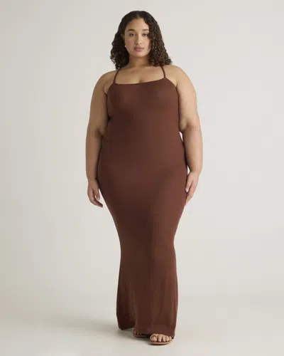 Quince Women's Tencel Rib Knit Maxi Slip Dress In Brown