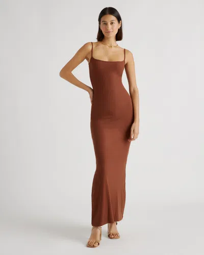 Quince Women's Tencel Rib Knit Maxi Slip Dress In Brown