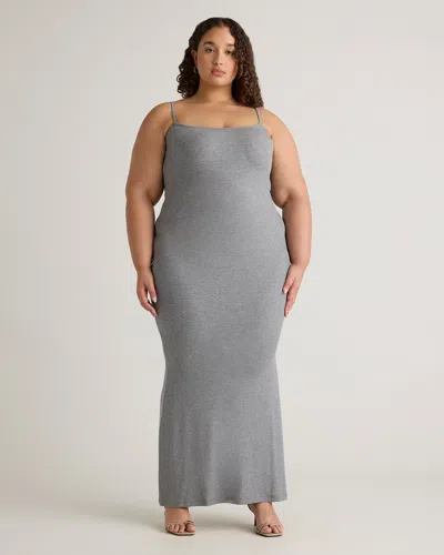 Quince Women's Tencel Rib Knit Maxi Slip Dress In Heather Grey