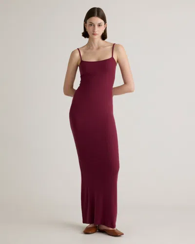 Quince Women's Tencel Rib Knit Maxi Slip Dress In Wine