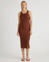 Quince Women's Tencel Rib Knit Sleeveless Dress In Brown